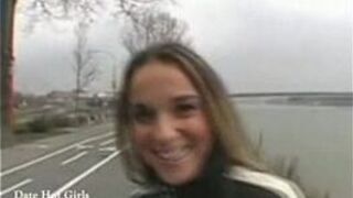 Fucking on street with petite blond babe - porn video