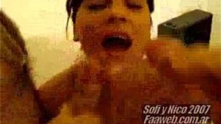 SOFI THE ARGENTINE SLUT SUCKING TWO COCKS - porn video