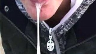 outdoor blow job cum in mouth - porn video