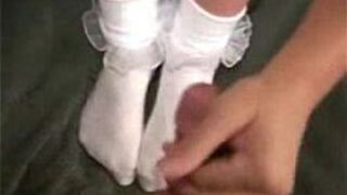 footjob with white frilly socks - porn video